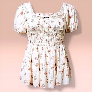 TORRID Smocked Babydoll Top Floral Pristine NWT Size 3X